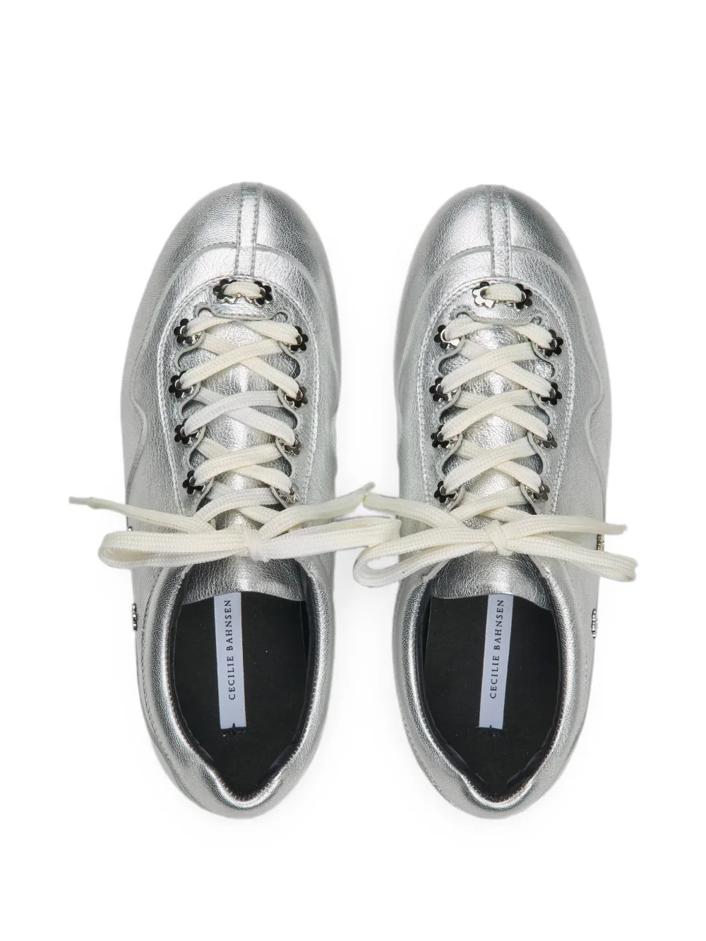 Cecilie Bahnsen CBBlaise flower-embellished leather sneakers Zilver