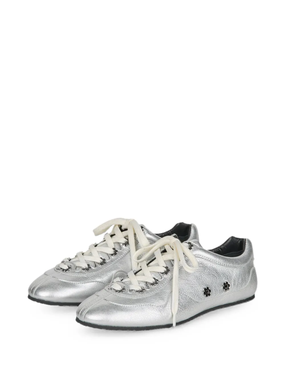 Cecilie Bahnsen CBBlaise flower-embellished leather sneakers Zilver