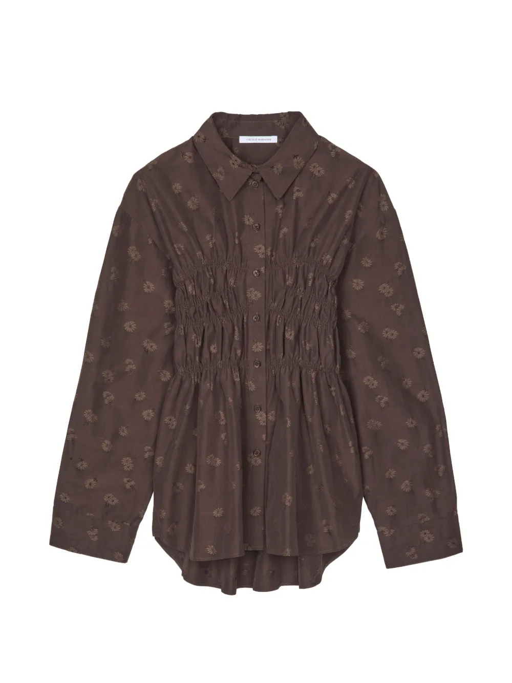 Cecilie Bahnsen CBBraxton floral-jacquard smocked shirt - Braun