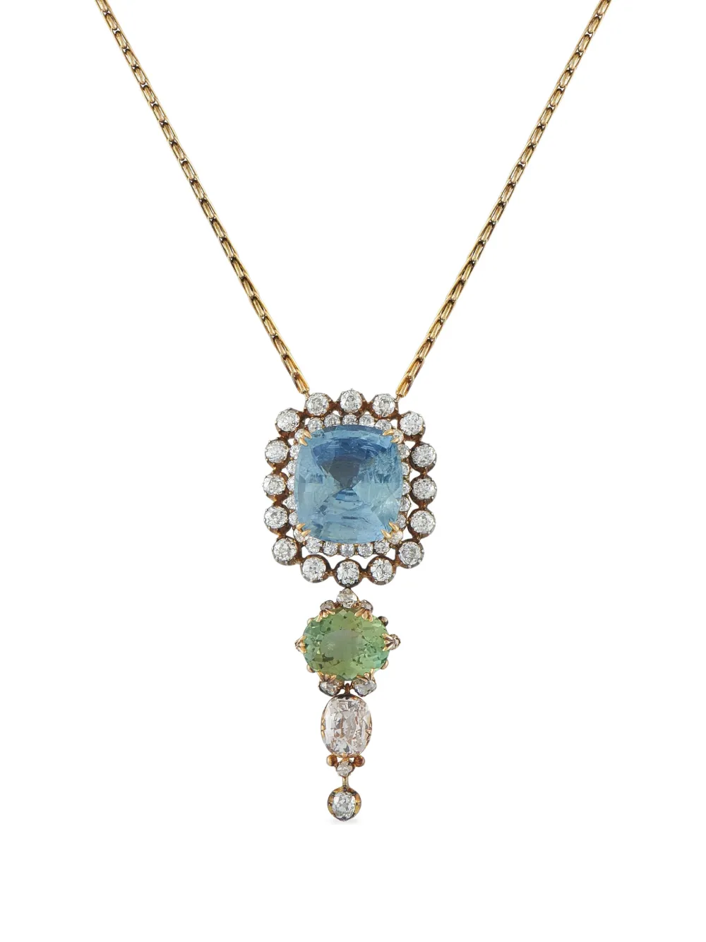 LB Exclusive drop-pendant multi-stone necklace - Gold
