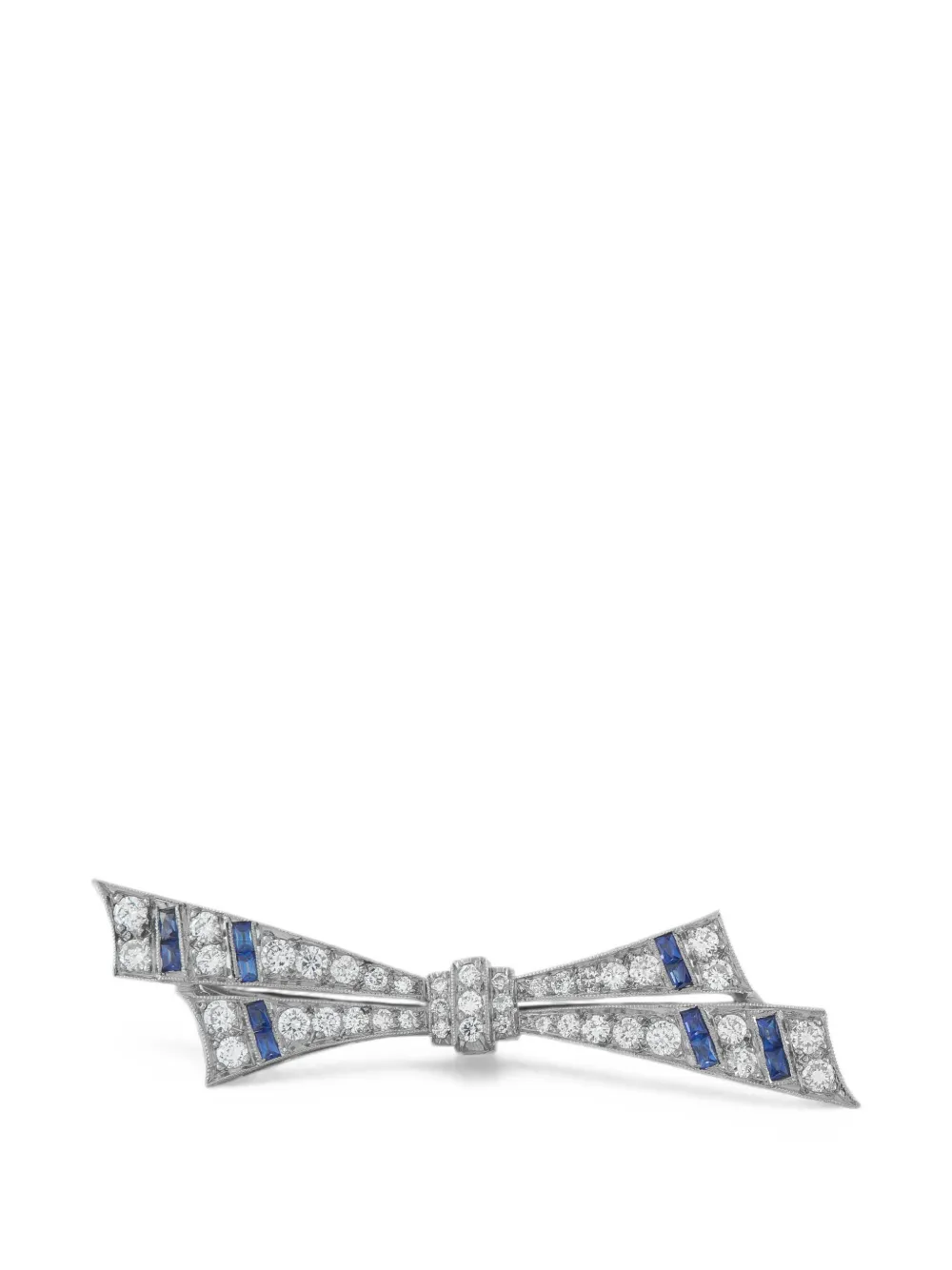 LB Exclusive bow-motif diamond and sapphire brooch - Silber
