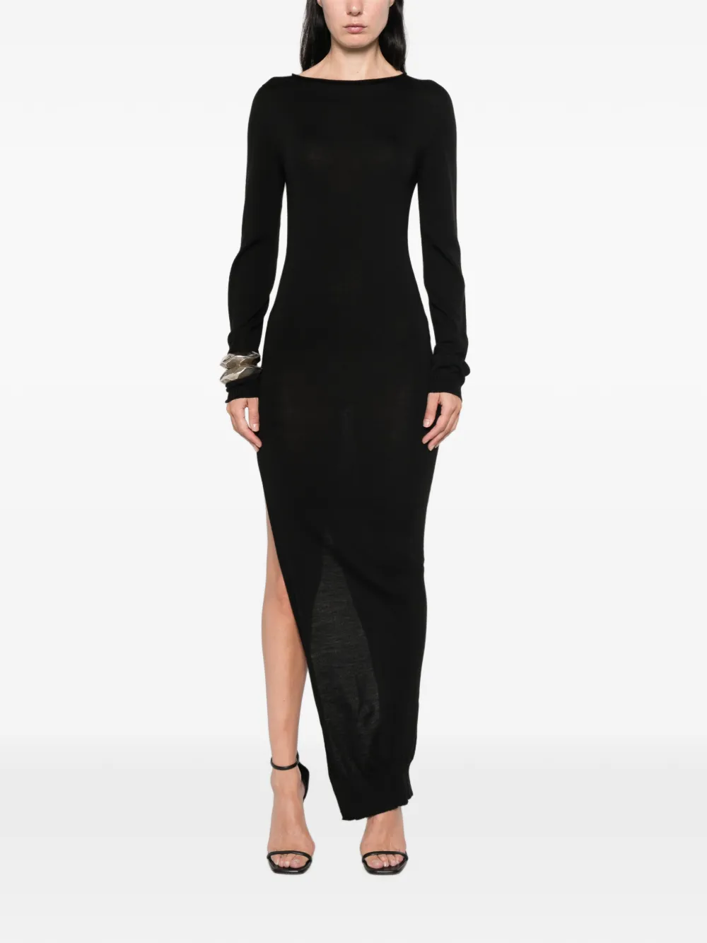 Rick Owens Easy gebreide maxi-jurk met zijsplit Zwart