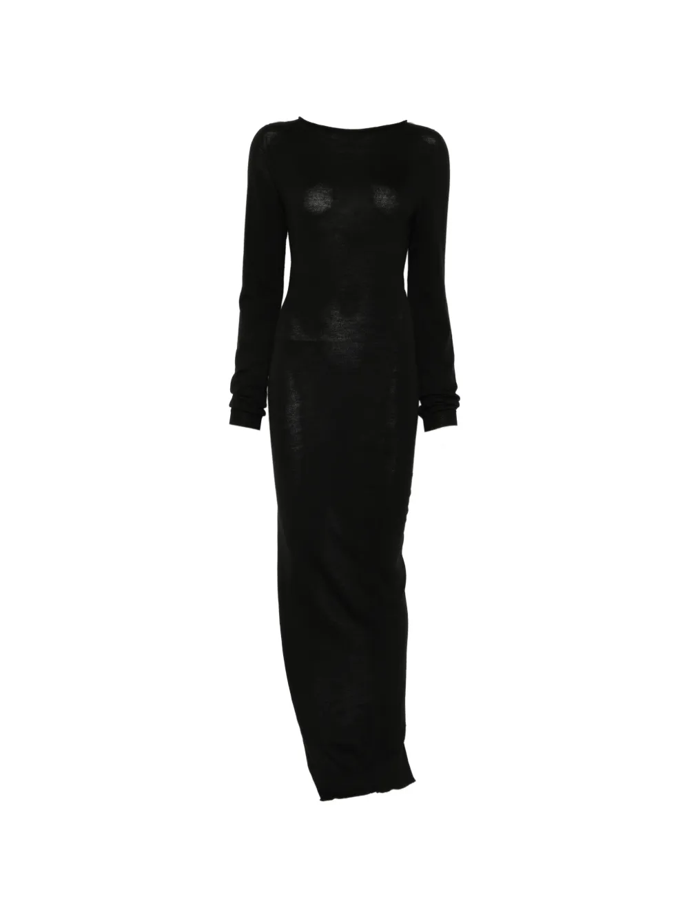 Rick Owens robe fendu en maille à coupe longue Easy - Noir