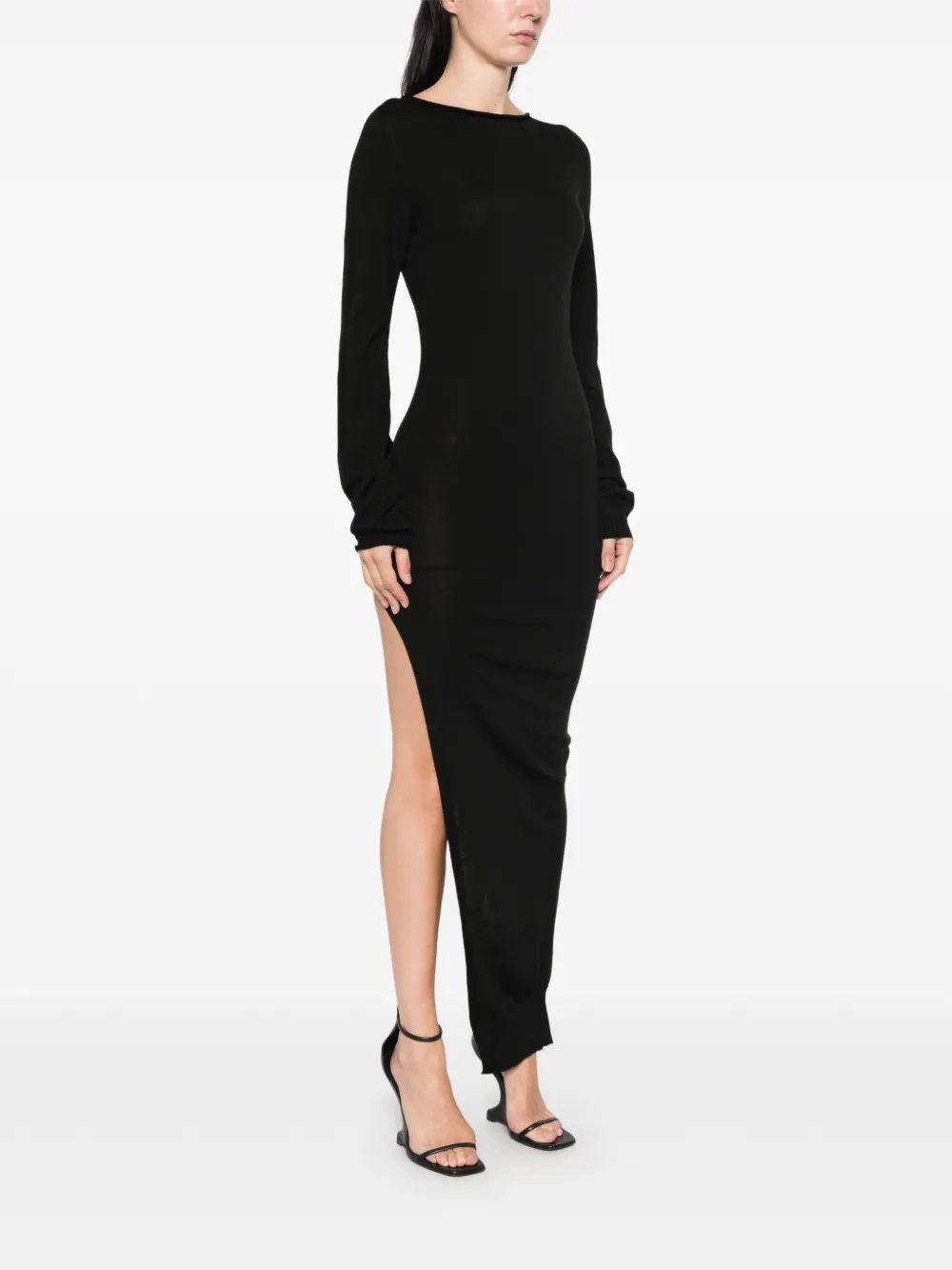 Rick Owens Easy gebreide maxi-jurk met zijsplit Zwart