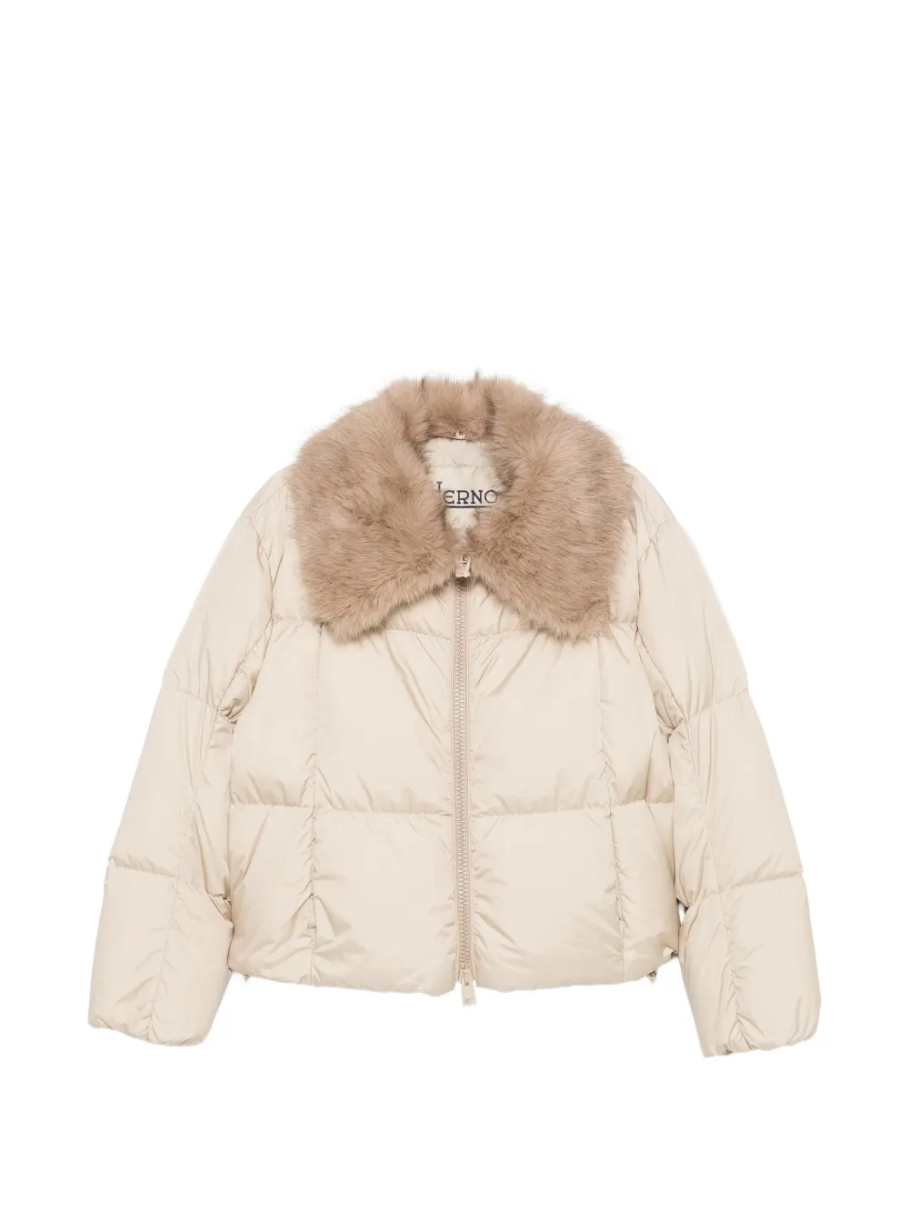 Herno faux-fur collar puffer jacket - Nude