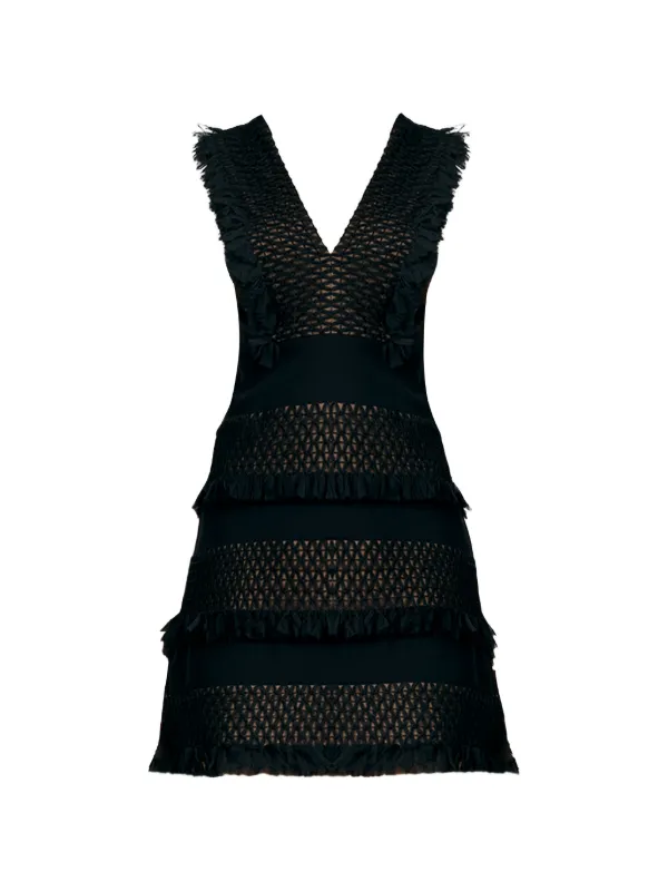 Tadashi Shoji Axl Fringe Mini Dress | Black