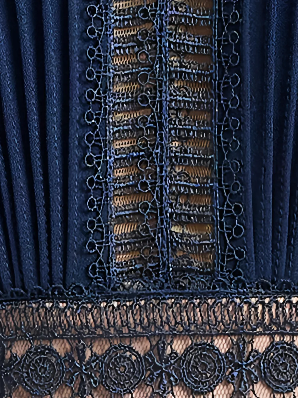 Tadashi Shoji Brone gesmockte midi-jurk met kanten vlakken Blauw