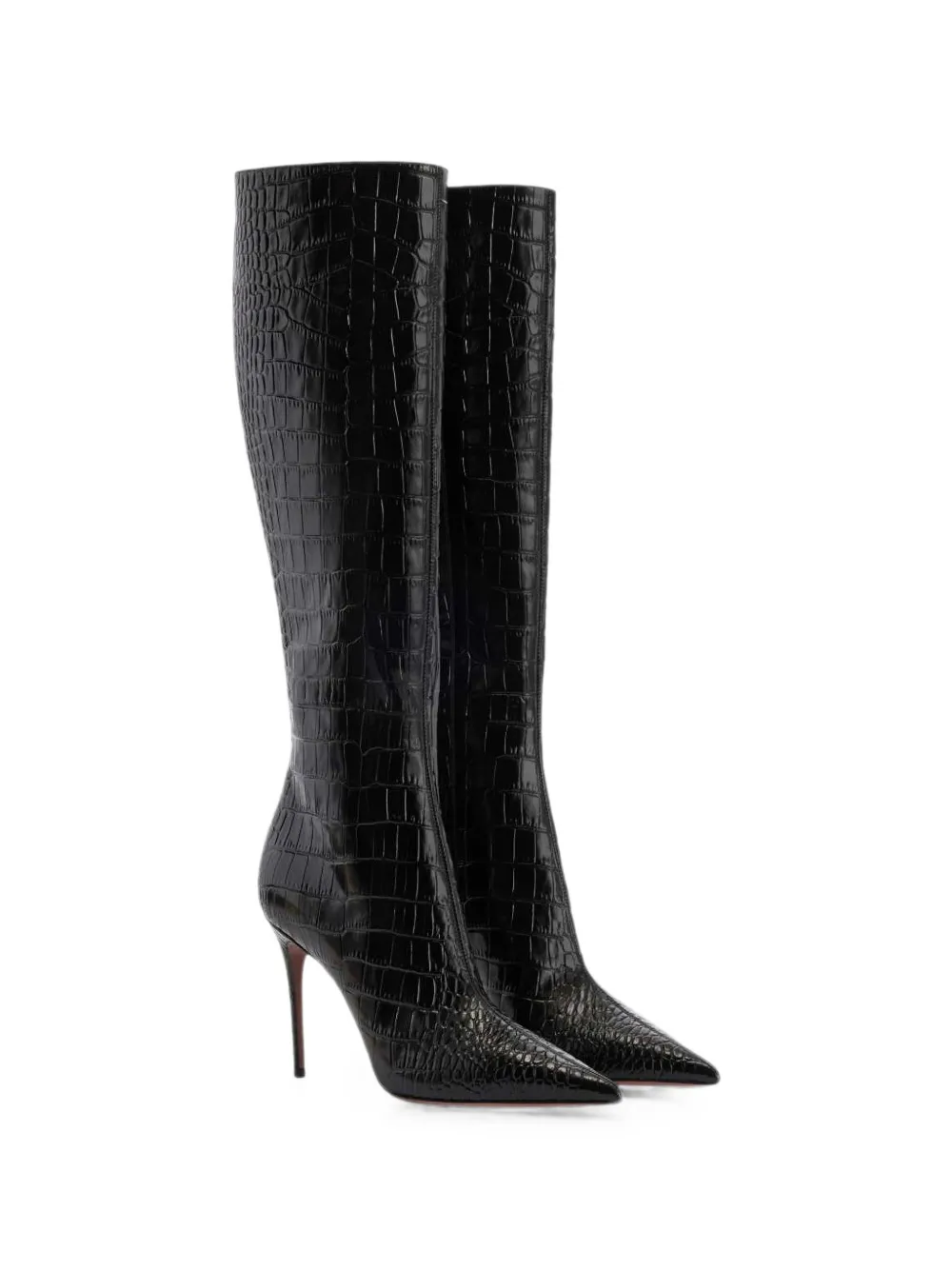 Paris Texas Vera 85 croco print high boots Zwart
