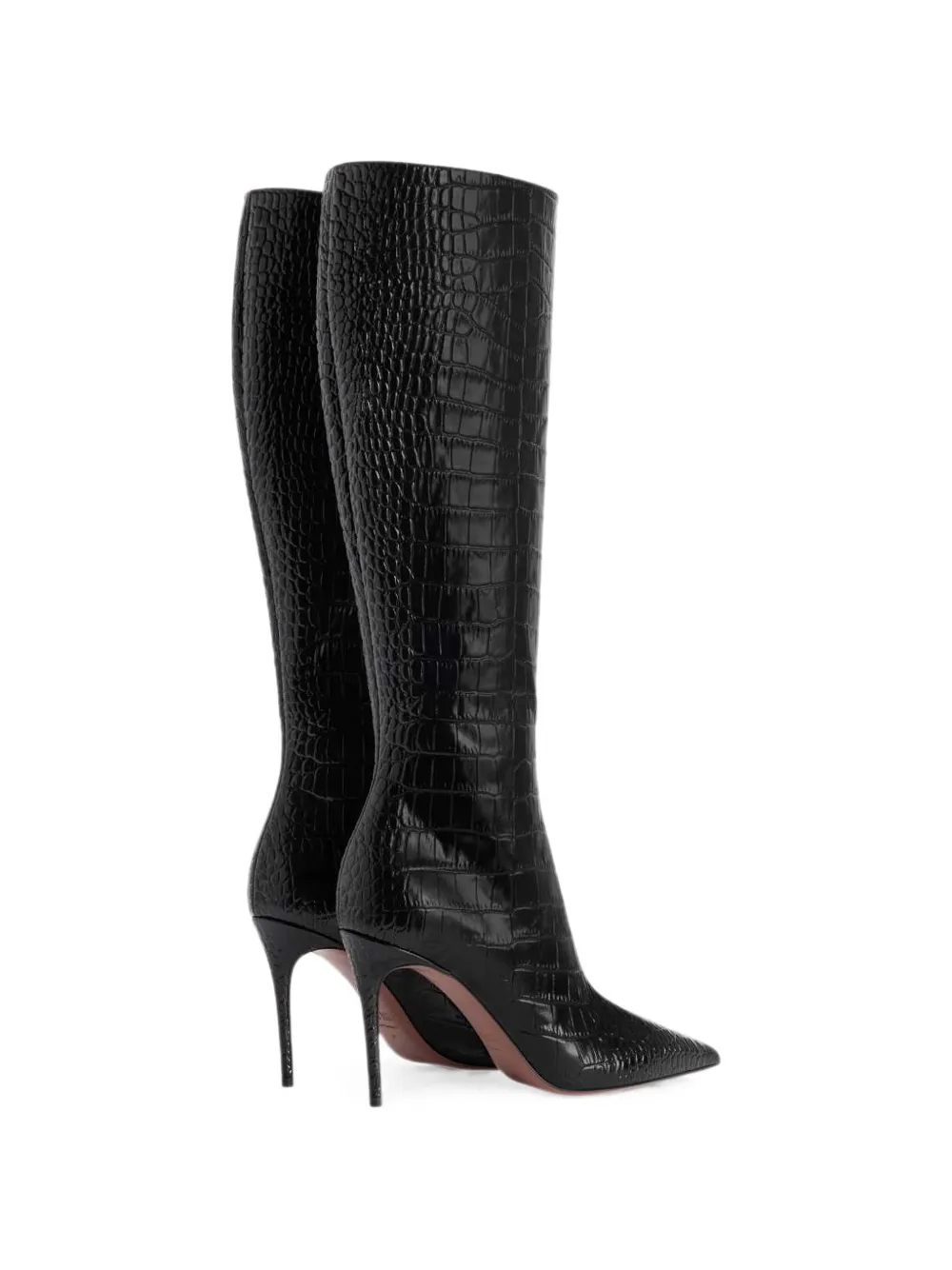 Paris Texas Vera 85 croco print high boots Zwart
