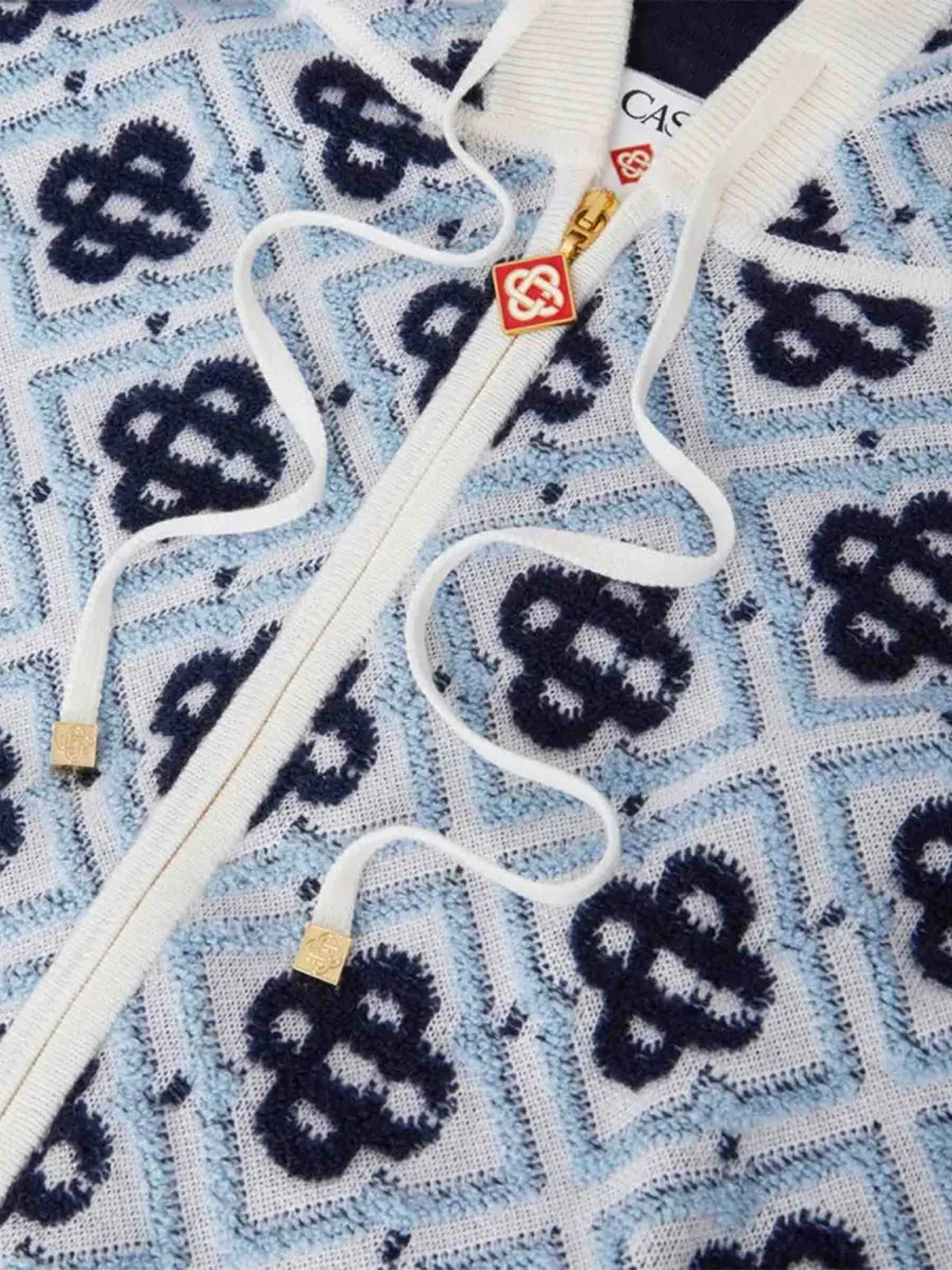 Casablanca Sweater met capuchon en monogram en rits Blauw