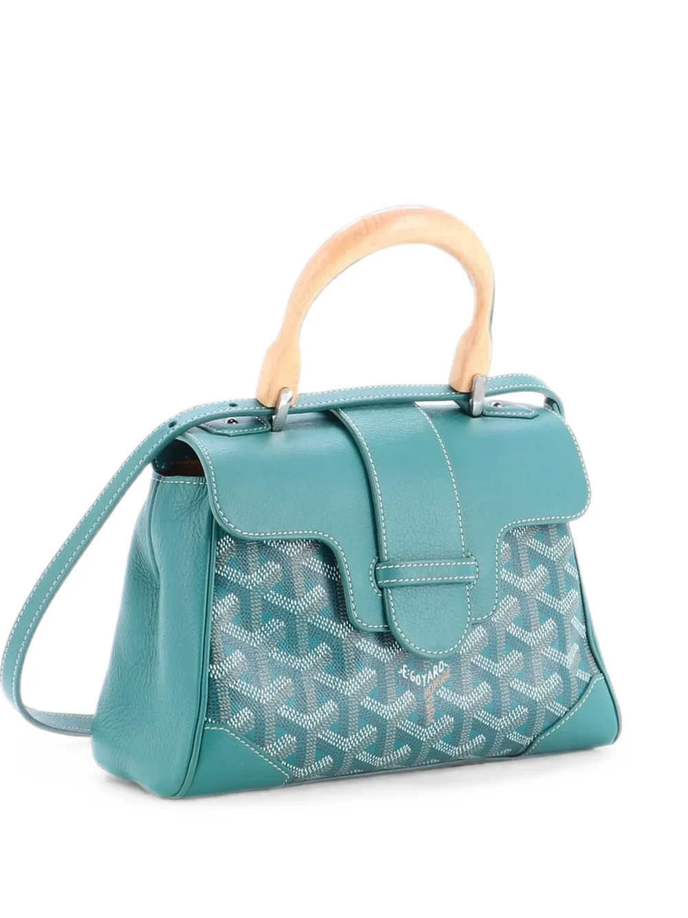 Goyard Pre-Owned Saigon Top Handle Bag Coated Canvas with Leather Mini shoulder bag - Verde