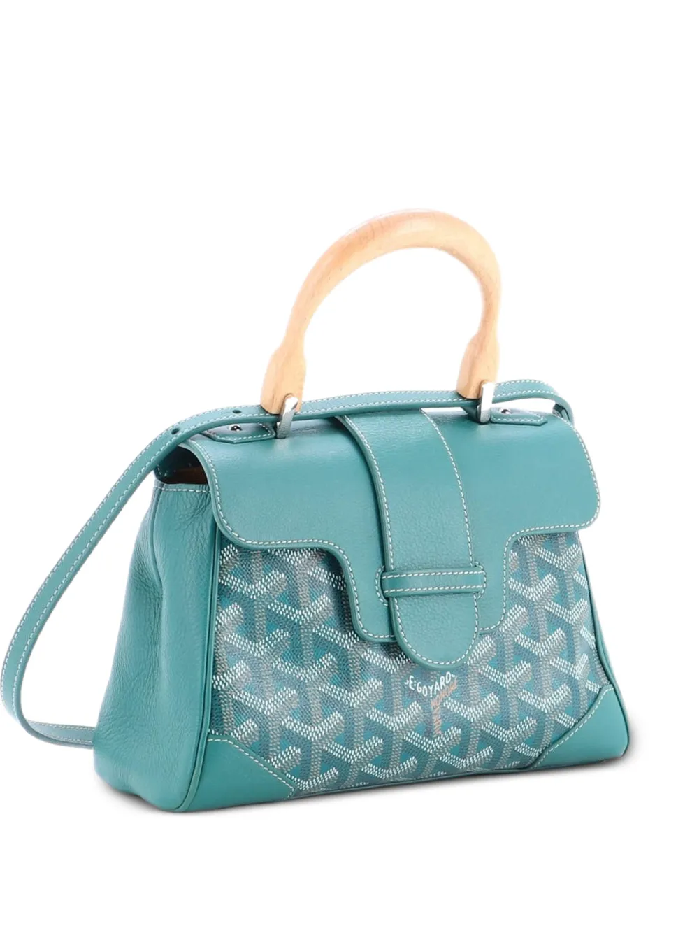 Goyard Pre-Owned Saigon Top Handle Bag Coated Canvas with Leather Mini shoulder bag - Verde