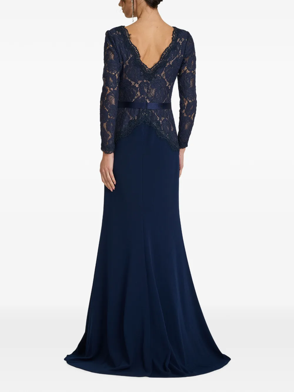 Tadashi Shoji Corwin maxi-jurk met kanten vlakken en ceintuur Blauw