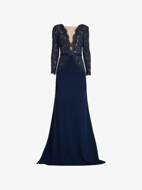 Tadashi Shoji Corwin lace-panelled belted maxi dress