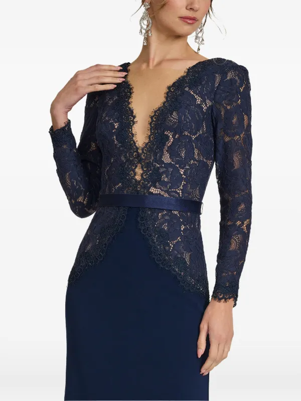Tadashi Shoji Corwin lace-panelled Belted Maxi Dress | Blue