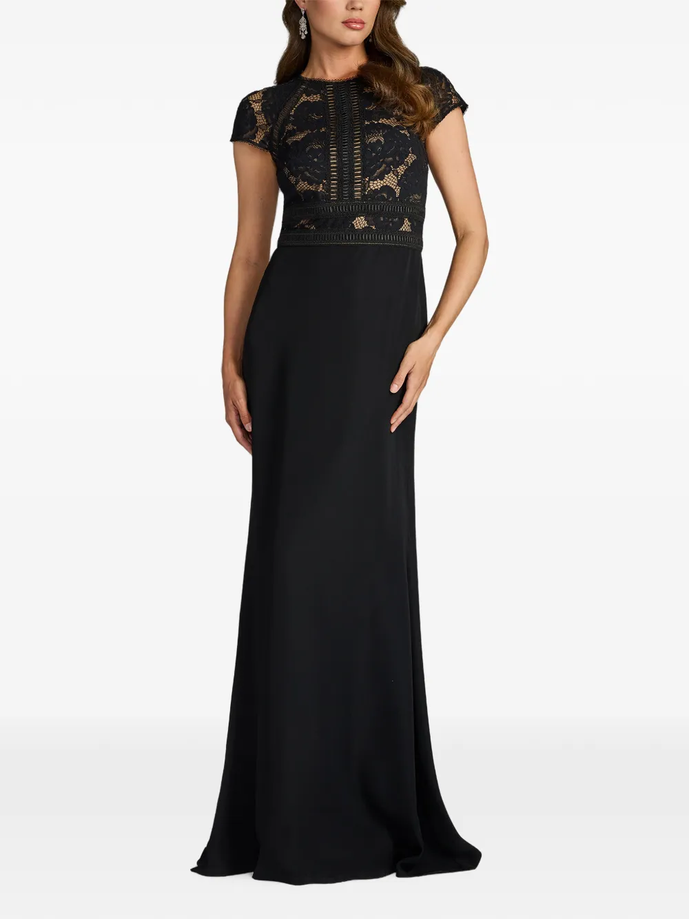 Tadashi Shoji Catrine maxi-jurk met kanten vlakken Zwart