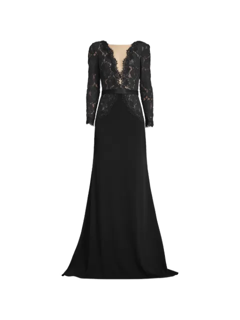 Tadashi Shoji Corwin lace-panelled belted gown