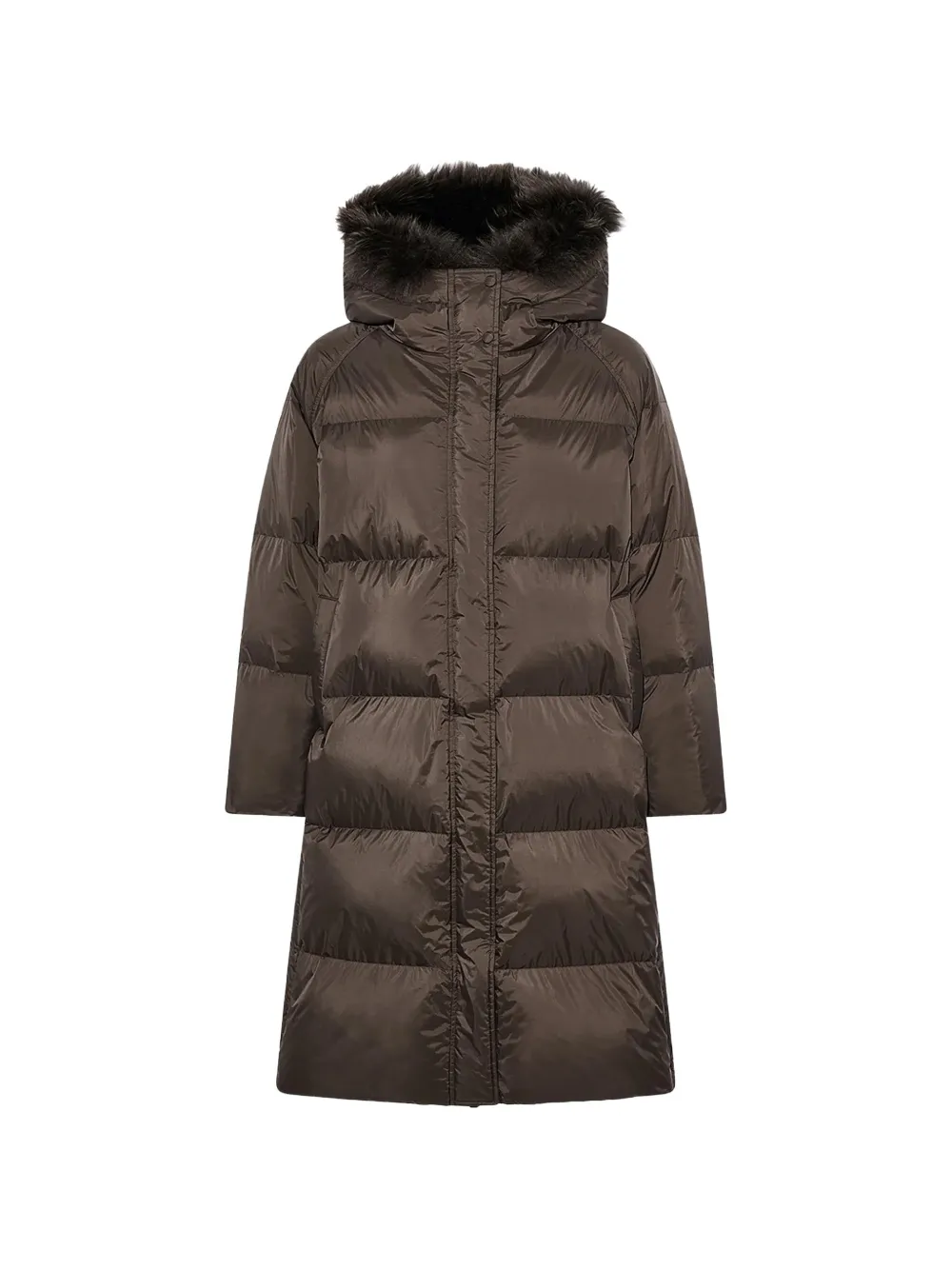 Yves Salomon wool-trim hooded long coat Bruin