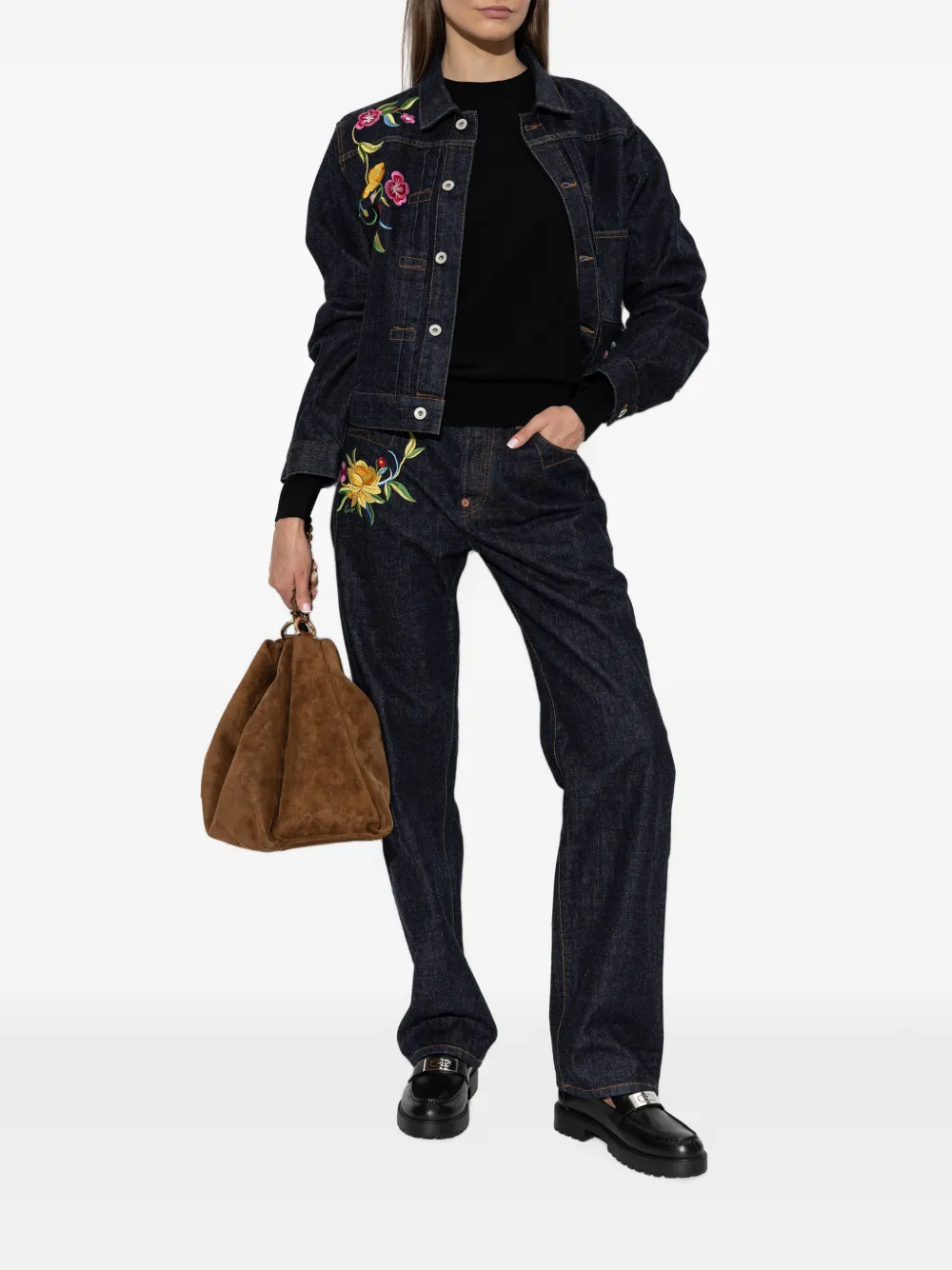 Kenzo Wildflower straight-leg~cotton trousers Blauw