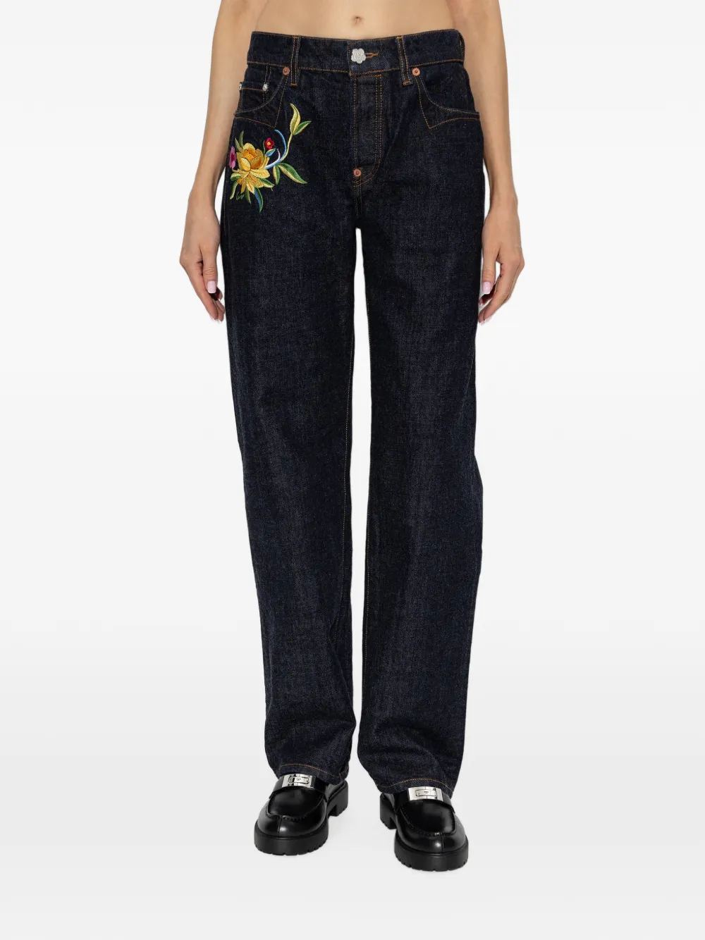 Kenzo Wildflower straight-leg~cotton trousers Blauw