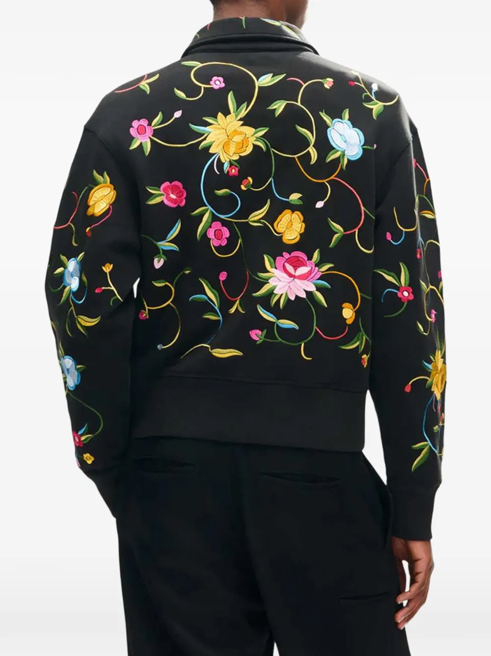 Kenzo Wildflower sweater met borduurwerk en halve rits Zwart