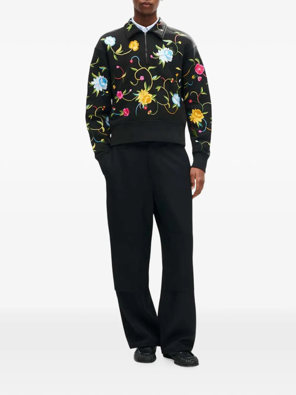 Kenzo Wildflower sweater met borduurwerk en halve rits Zwart