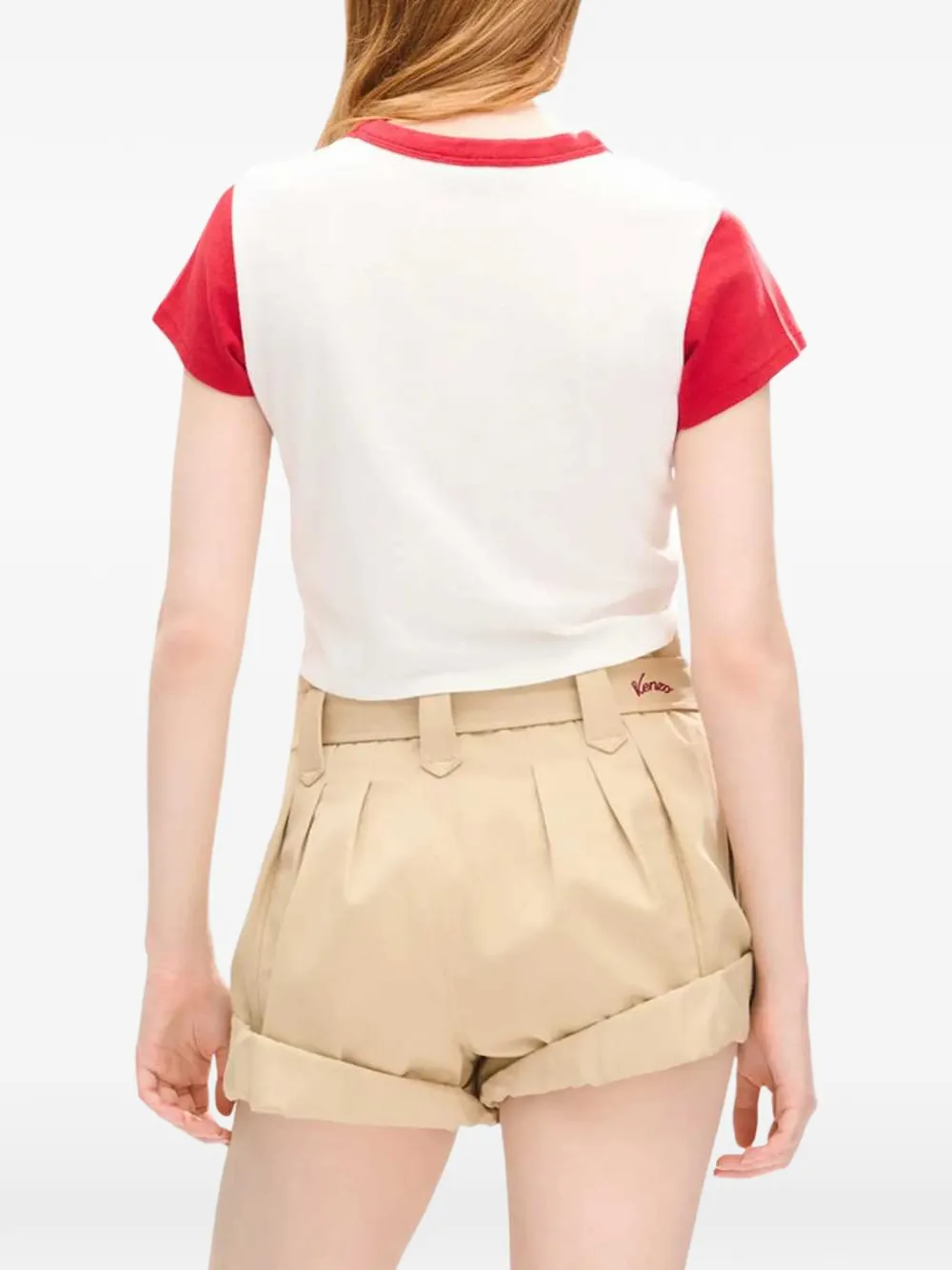 Kenzo Jumping Tiger cropped katoenenT-shirt Wit