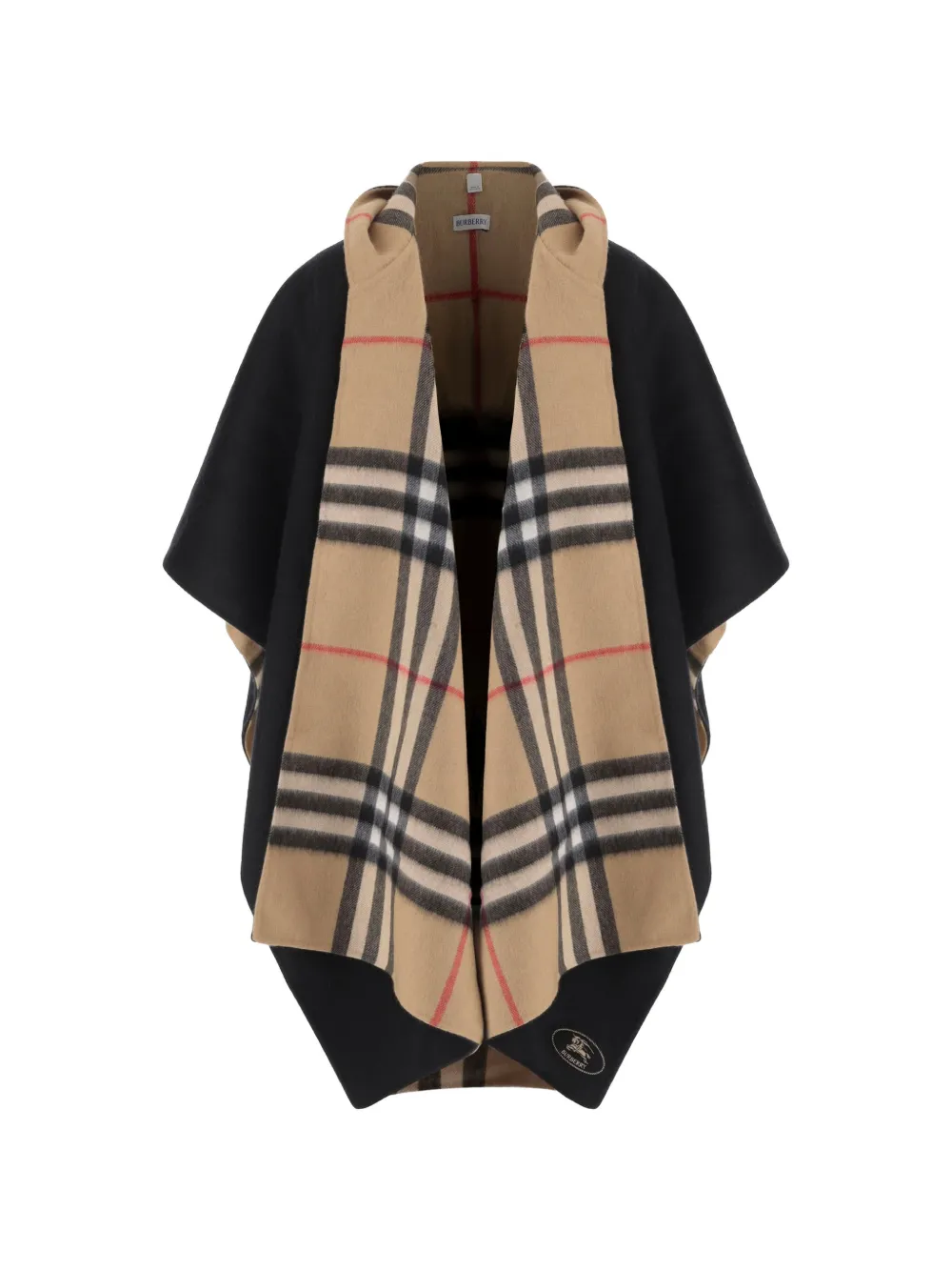 Burberry Check-pattern hooded reversible cape Zwart