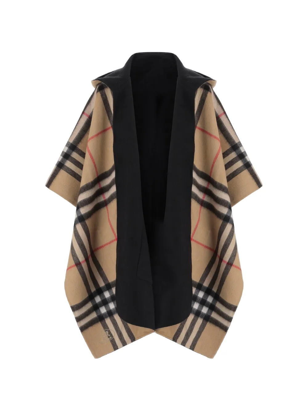 Burberry Check-pattern hooded reversible cape Zwart