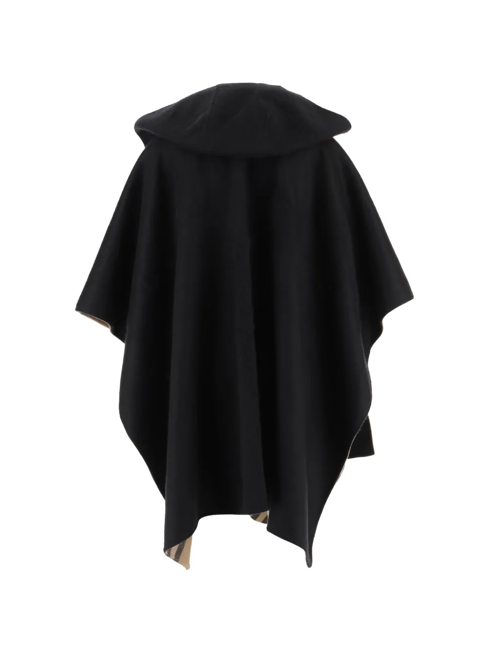 Burberry Check-pattern hooded reversible cape Zwart
