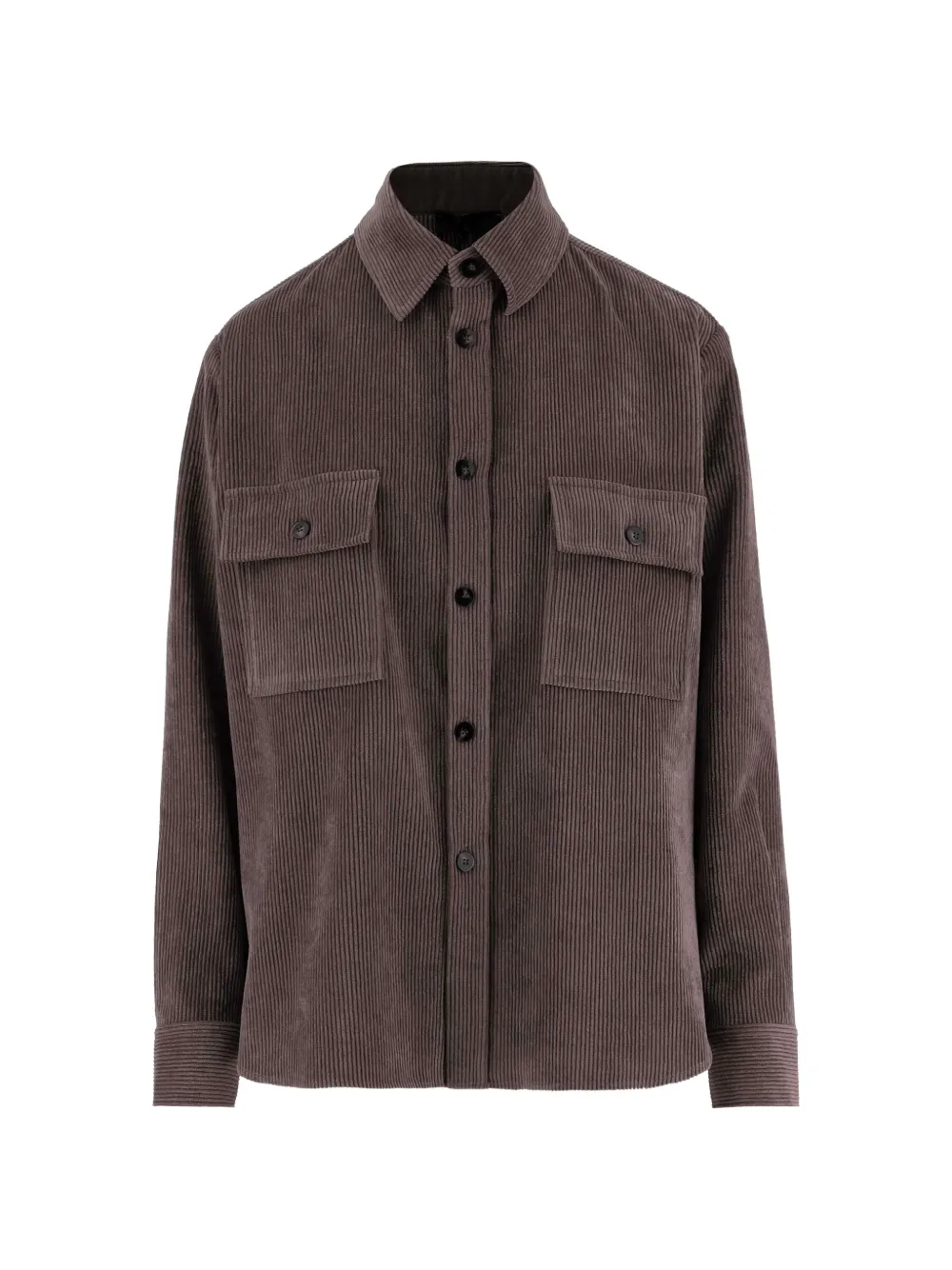 F.It corduroy-effect flap-pocket shirt - Braun