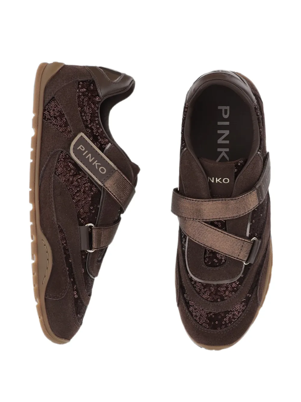 PINKO Sneakers verfraaid met pailletten Bruin