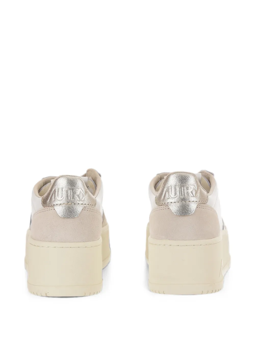 Autry Medalist platform sneakers in white and platinum suede and leather Wit