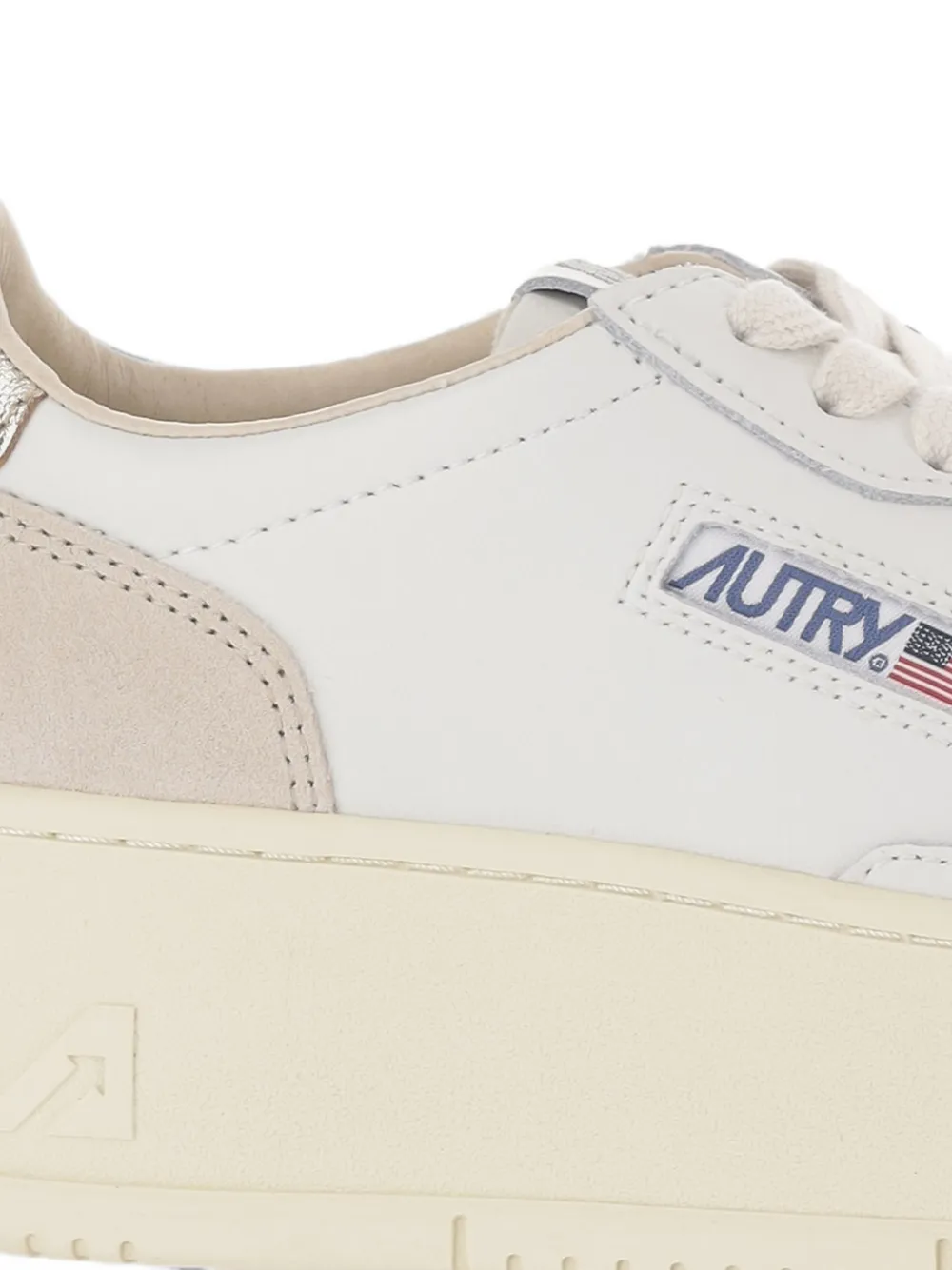 Autry Medalist platform sneakers in white and platinum suede and leather Wit