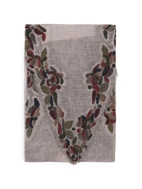 Faliero Sarti embroidered frayed scarf