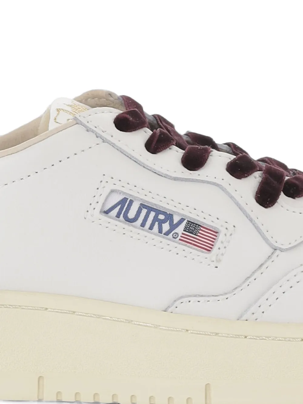 Autry velvet-trim leather sneakers Wit