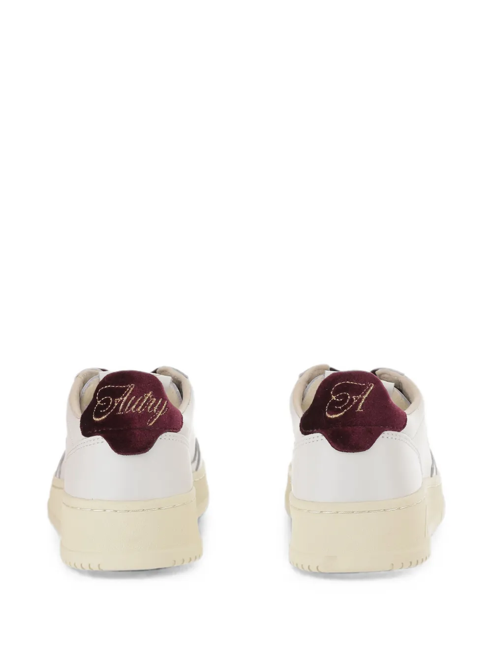 Autry velvet-trim leather sneakers Wit