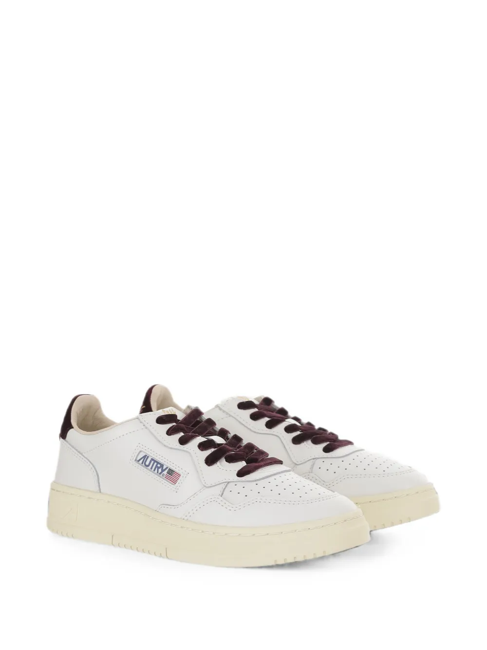 Autry velvet-trim leather sneakers Wit