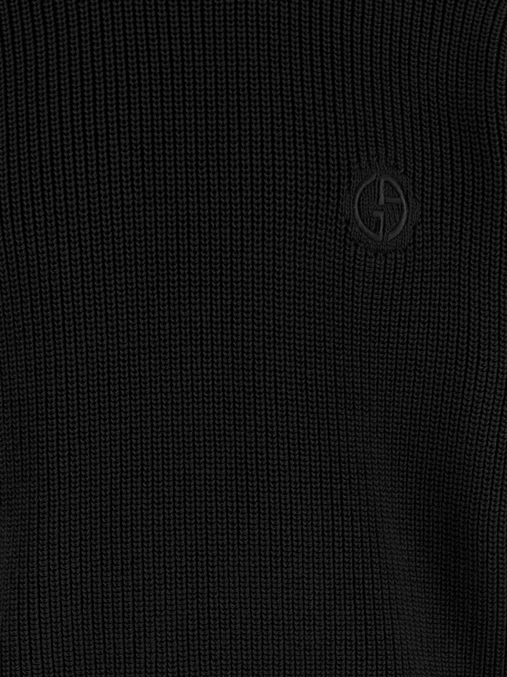 Giorgio Armani Ribgebreide trui van scheerwol met logopatch Zwart