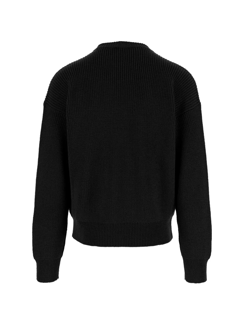 Giorgio Armani Ribgebreide trui van scheerwol met logopatch Zwart