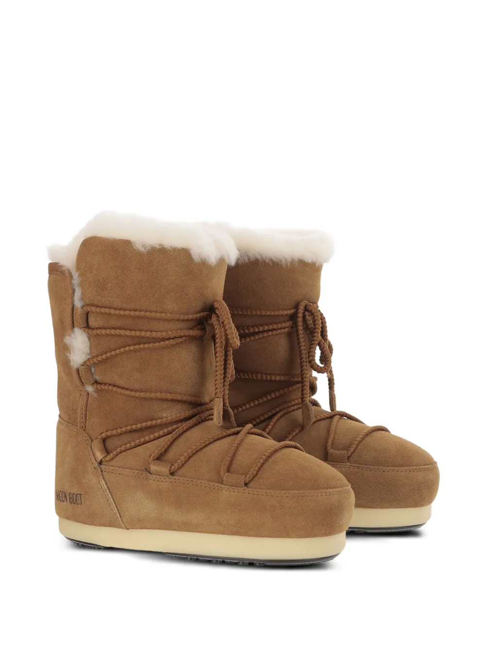 Moon Boot shearling-trim lace-up boots Bruin