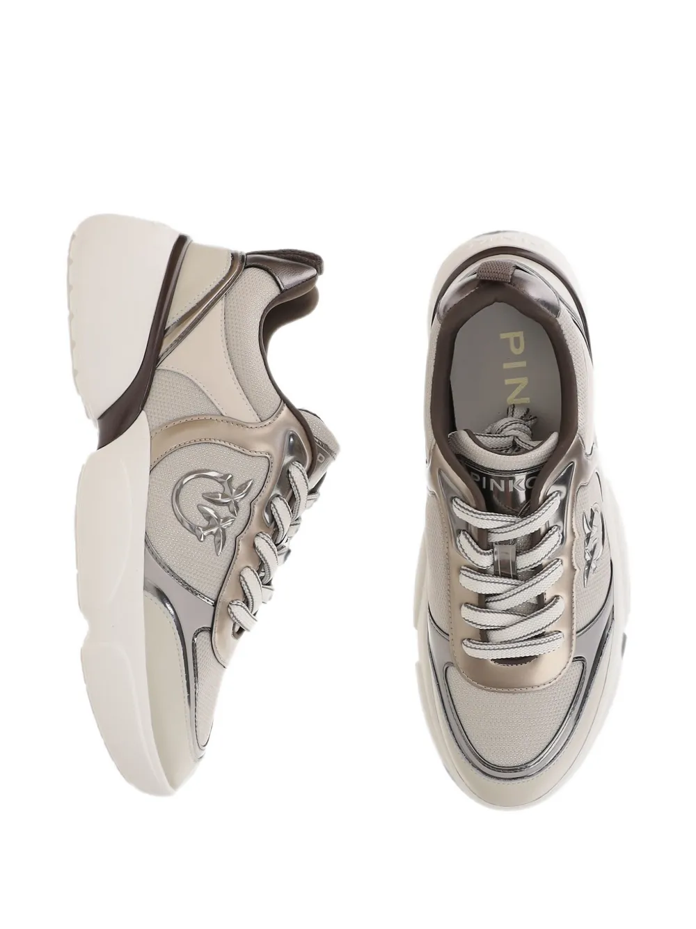 PINKO Love Birds panelled sneakers Beige