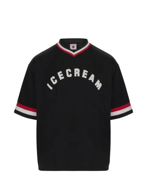 ICECREAM College logo-print striped-trim T-shirt