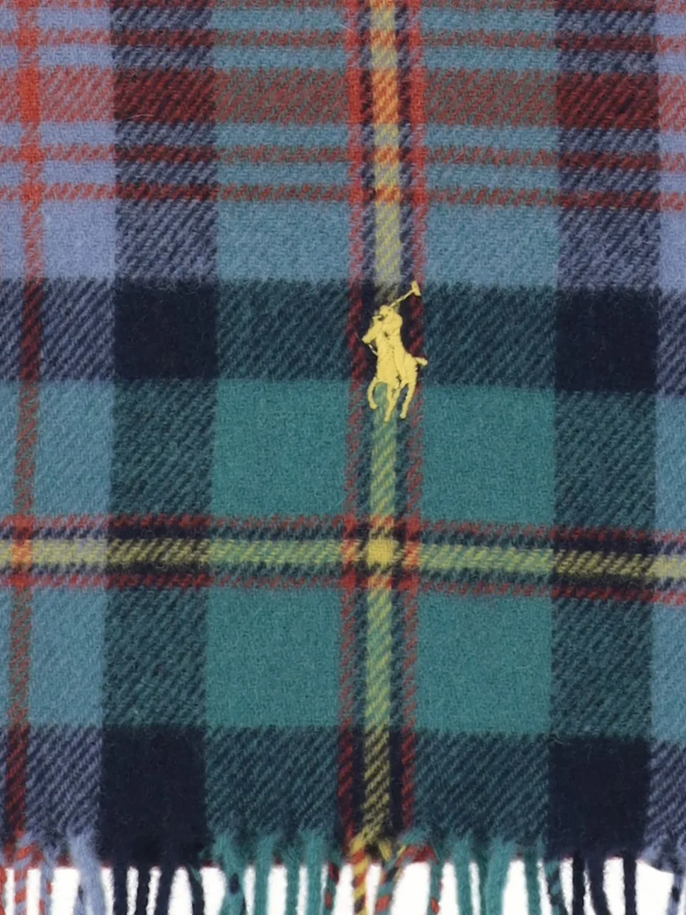 Polo Ralph Lauren Wollen sjaal met tartan-ruit en franje Blauw