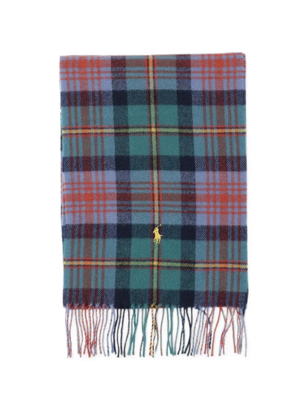 Polo Ralph Lauren tartan fringe wool scarf - Blau