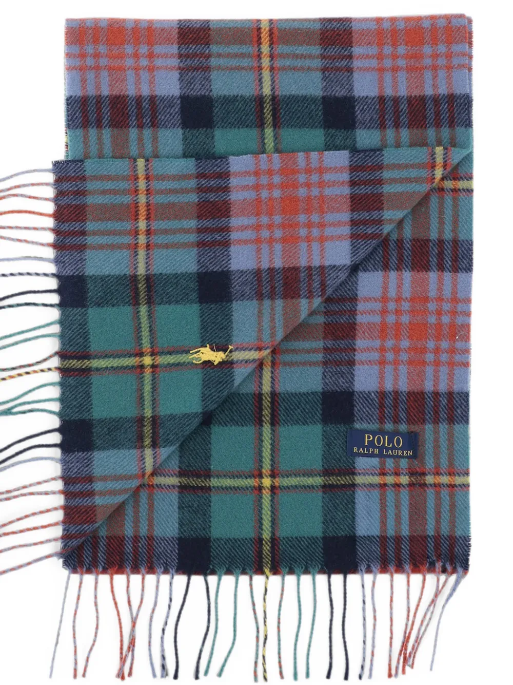 Polo Ralph Lauren Wollen sjaal met tartan-ruit en franje Blauw