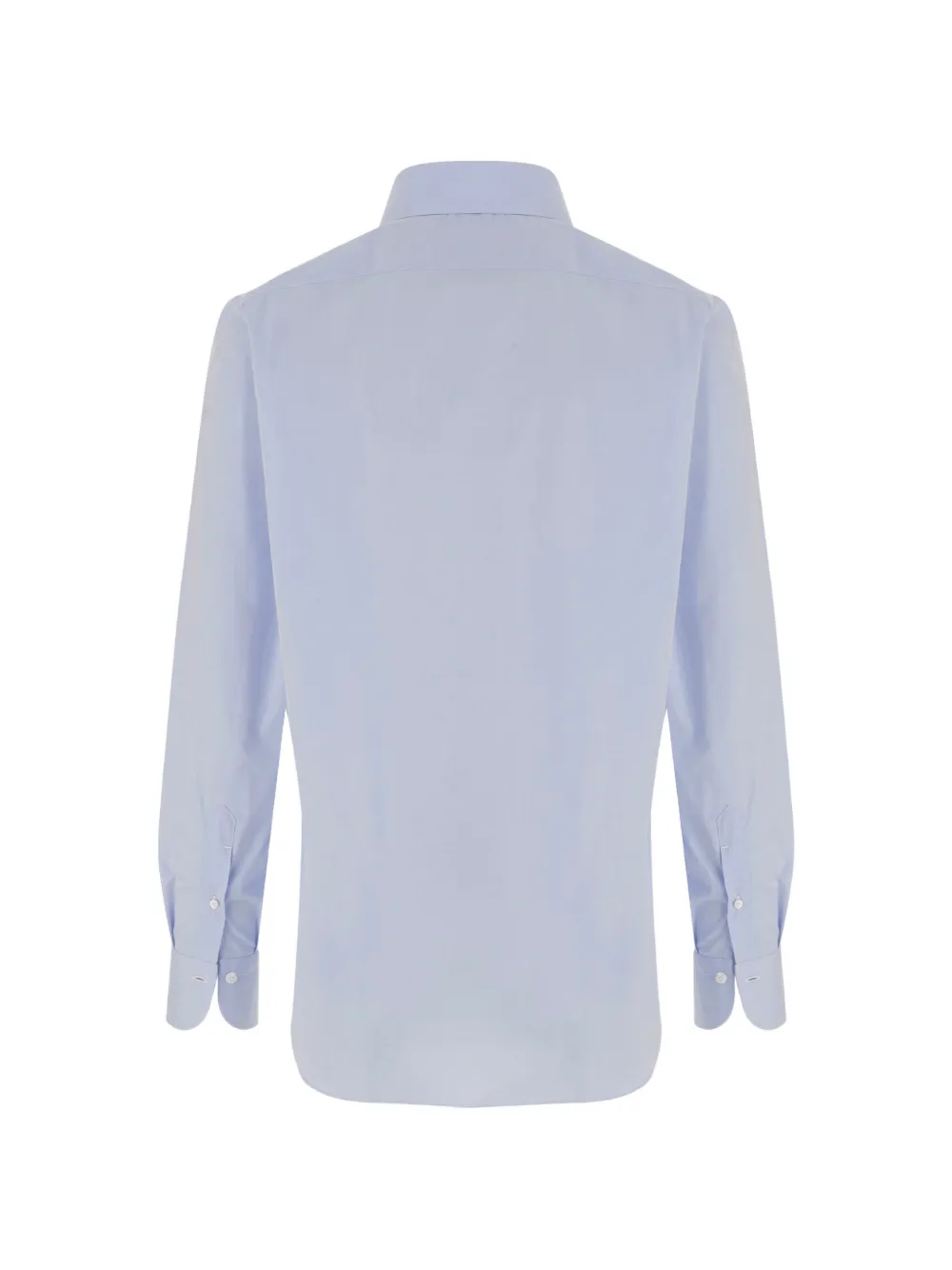 Finamore 1925 Napoli Overhemd met gewelfde zoom en manchetten met knopen Blauw