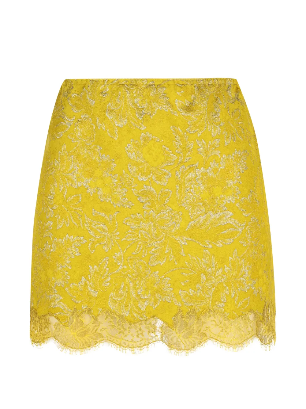 Saint Laurent baroque mini skirt in jacquard and lace - Gelb