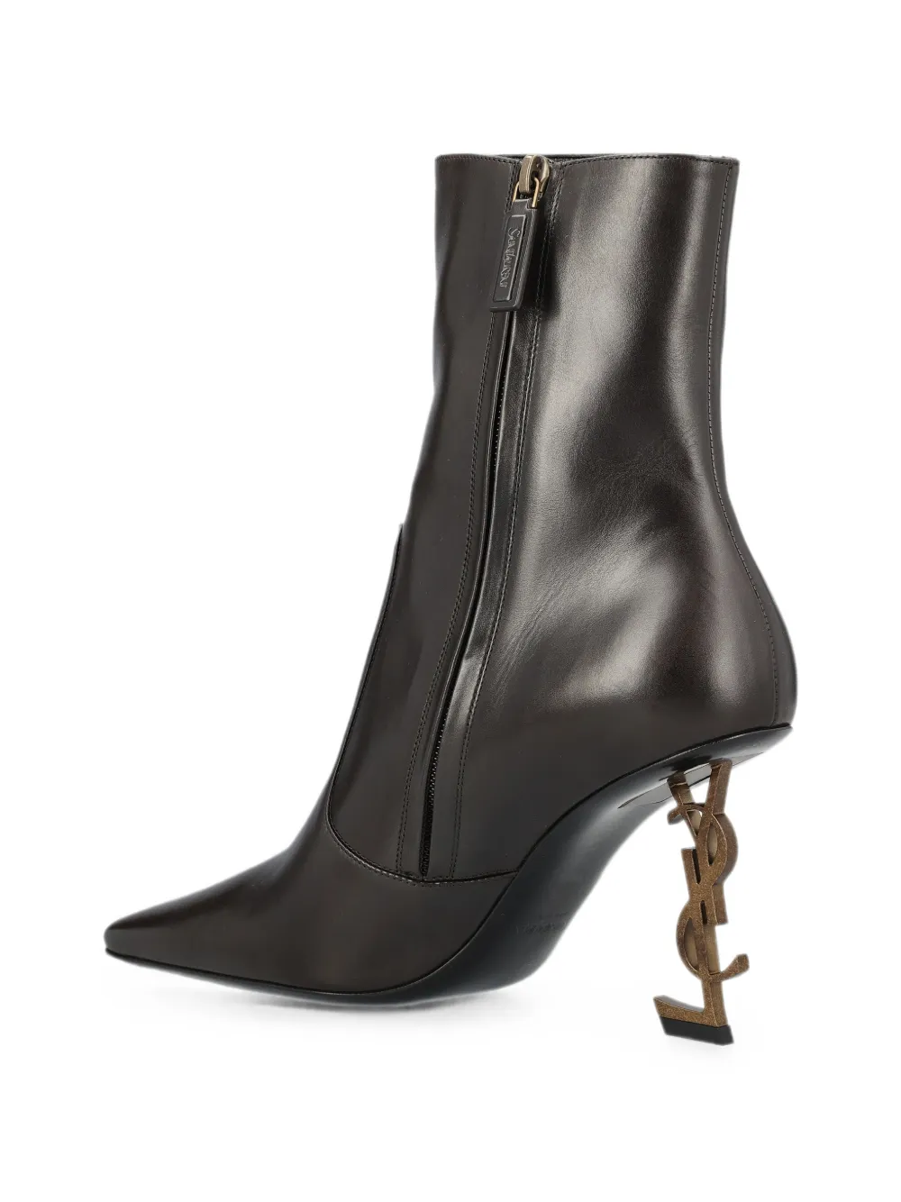 Saint Laurent Opyum booties in smooth leather Bruin