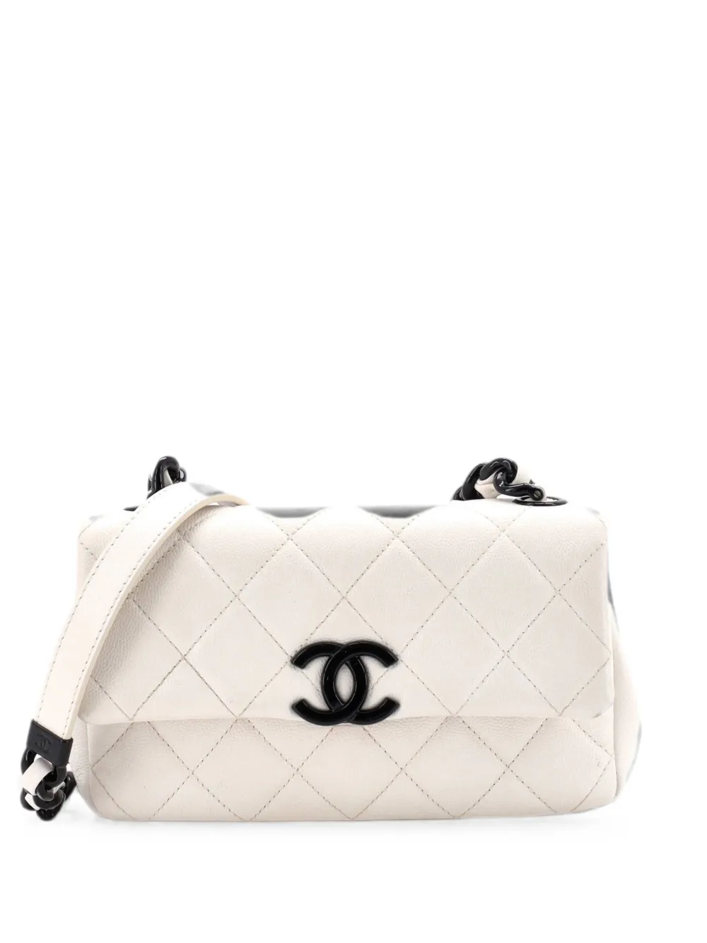 CHANEL Pre-Owned My Everything Flap Bag Quilted Caviar Small crossbody bag - Bianco